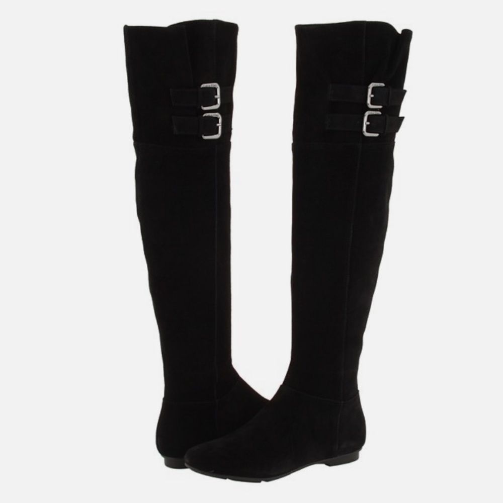 Ralph Lauren Black Suede Michelle over the Knee Boots Size 7.5